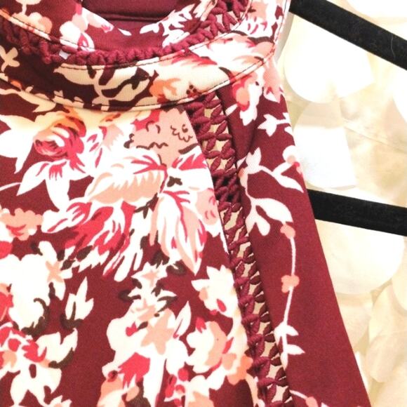 B. Darlin Floral Fit & Flare Mini Dress Sz 3 /4 Red Sleeveless Prom Wedding Glam - Picture 10 of 14